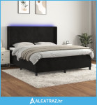 Krevet box spring s madracem LED crni 160x200 cm baršun - NOVO