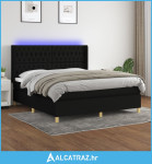 Krevet box spring s madracem LED crni 160x200 cm od tkanine - NOVO