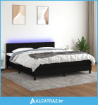 Krevet box spring s madracem LED crni 180x200 cm od tkanine - NOVO