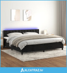 Krevet box spring s madracem LED crni 200x200 cm baršun - NOVO