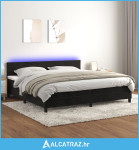 Krevet box spring s madracem LED crni 200x200 cm baršun - NOVO