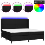 Krevet box spring s madracem LED crni 200x200 cm od tkanine - Crna 200
