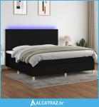Krevet box spring s madracem LED crni 200x200 cm od tkanine - NOVO
