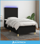 Krevet box spring s madracem LED crni 80 x 200 cm od tkanine - NOVO