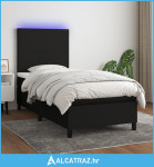 Krevet box spring s madracem LED crni 80 x 200 cm od tkanine - NOVO