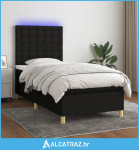 Krevet box spring s madracem LED crni 80 x 200 cm od tkanine - NOVO