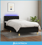 Krevet box spring s madracem LED crni 80 x 200 cm od tkanine - NOVO