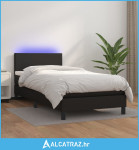Krevet box spring s madracem LED crni 80x200 cm od umjetne kože - NOVO