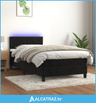 Krevet box spring s madracem LED crni 90x190 cm baršun - NOVO