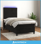 Krevet box spring s madracem LED crni 90x190 cm baršun - NOVO