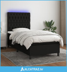 Krevet box spring s madracem LED crni 90x190 cm od tkanine - NOVO