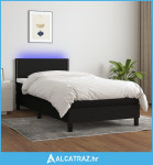 Krevet box spring s madracem LED crni 90x190 cm od tkanine - NOVO