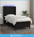 Krevet box spring s madracem LED crni 90x200 cm od tkanine - NOVO
