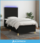 Krevet box spring s madracem LED crni 90x200 cm od tkanine - NOVO