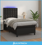 Krevet box spring s madracem LED crni 90x200 cm od umjetne kože - NOVO