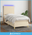 Krevet box spring s madracem LED krem 100x200 cm od tkanine - NOVO