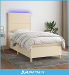 Krevet box spring s madracem LED krem 100x200 cm od tkanine - NOVO
