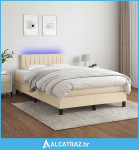 Krevet box spring s madracem LED krem 120 x 200 cm od tkanine - NOVO