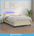 Krevet box spring s madracem LED krem 120x200cm od umjetne kože - NOVO