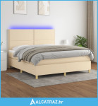 Krevet box spring s madracem LED krem 160x200 cm od tkanine - NOVO