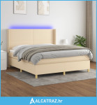 Krevet box spring s madracem LED krem 160x200 cm od tkanine - NOVO