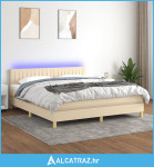 Krevet box spring s madracem LED krem 160x200 cm od tkanine - NOVO