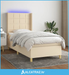 Krevet box spring s madracem LED krem 80 x 200 cm od tkanine - NOVO