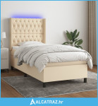 Krevet box spring s madracem LED krem 90x190 cm od tkanine - NOVO