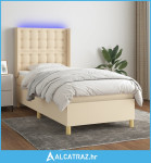 Krevet box spring s madracem LED krem 90x200 cm od tkanine - NOVO
