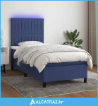 Krevet box spring s madracem LED plavi 100x200 cm od tkanine - NOVO
