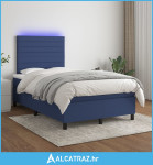 Krevet box spring s madracem LED plavi 120 x 200 cm od tkanine - NOVO