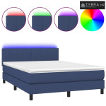 Krevet box spring s madracem LED plavi 140x190 cm od tkanine - Plava 1