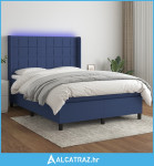 Krevet box spring s madracem LED plavi 140x190 cm od tkanine - NOVO