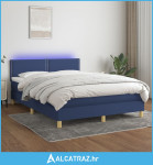 Krevet box spring s madracem LED plavi 140x200 cm od tkanine - NOVO