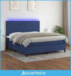 Krevet box spring s madracem LED plavi 160x200 cm od tkanine - NOVO