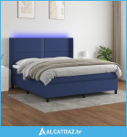 Krevet box spring s madracem LED plavi 180x200 cm od tkanine - NOVO