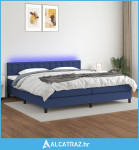 Krevet box spring s madracem LED plavi 200x200 cm od tkanine - NOVO