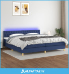 Krevet box spring s madracem LED plavi 200x200 cm od tkanine - NOVO