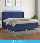 Krevet box spring s madracem LED plavi 200x200 cm od tkanine - NOVO