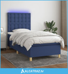 Krevet box spring s madracem LED plavi 80 x 200 cm od tkanine - NOVO