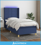 Krevet box spring s madracem LED plavi 90x190 cm od tkanine - NOVO