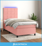 Krevet box spring s madracem LED ružičasti 100x200cm baršunasti - NOVO