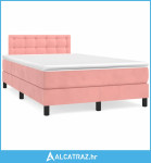 Krevet box spring s madracem LED ružičasti 120x190cm baršunasti - NOVO