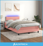 Krevet box spring s madracem LED ružičasti 120x200cm baršunasti - NOVO