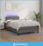 Krevet box spring s madracem LED sivi 120x200cm od umjetne kože - NOVO