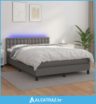 Krevet box spring s madracem LED sivi 140x190cm od umjetne kože - NOVO