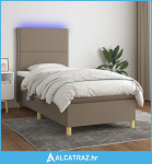 Krevet box spring s madracem LED smeđesivi 90x200 cm tkanina - NOVO