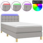 Krevet box spring s madracem LED svjetlosivi 100x200 cm tkanina - Svje