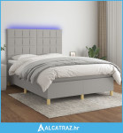 Krevet box spring s madracem LED svjetlosivi 140x190 cm tkanina - NOVO
