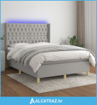 Krevet box spring s madracem LED svjetlosivi 140x190 cm tkanina - NOVO